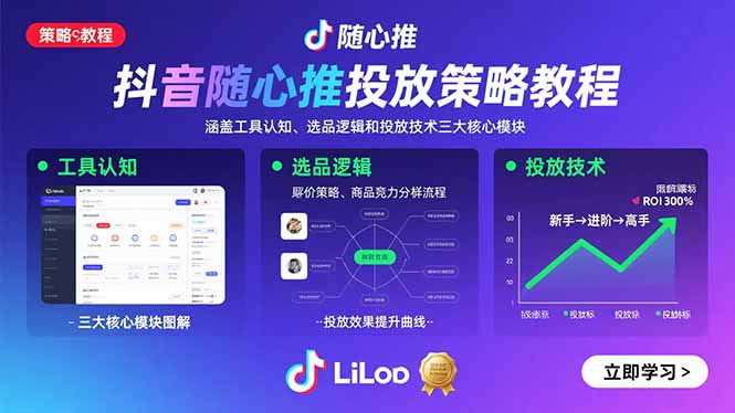 抖音随心推投放策略教程：涵盖工具认知、选品逻辑和投放技术三大核心模块-娱乐网赚