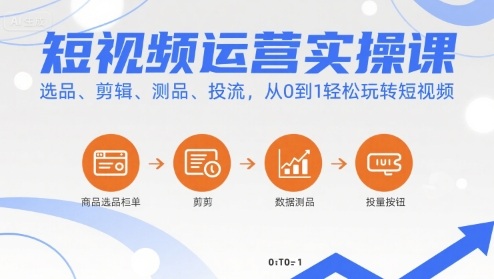 短视频运营实操课，选品、剪辑、测品、投流，从0到1轻松玩转短视频-娱乐网赚