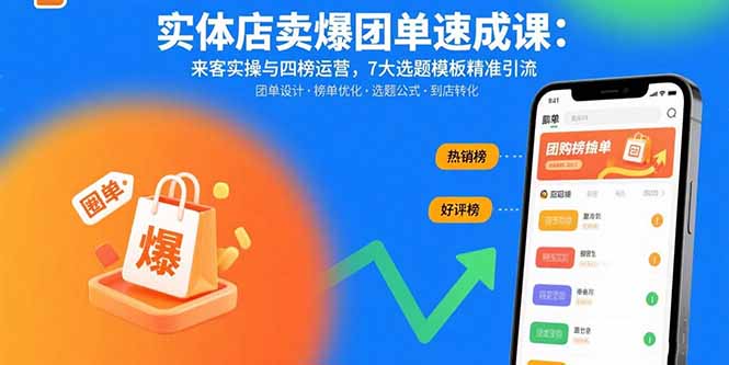 实体店卖爆团单速成课：来客实操与四榜运营，7大选题模板精准引流-娱乐网赚