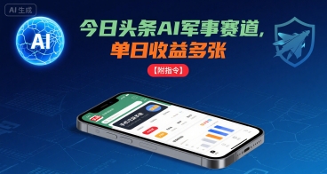 今日头条AI军事赛道，单日收益多张 ，手机可做【附指令】-娱乐网赚