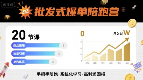 批发式爆单陪跑营，20节课带你实现批发式爆单，带你经松月入过W-娱乐网赚