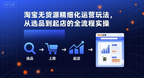 淘宝无货源精细化运营玩法，从选品到起店的全流程实操-娱乐网赚