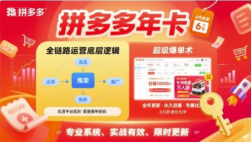 拼多多年卡【8月更新6节】拼多多全链路运营底层逻辑，超级爆单术-娱乐网赚