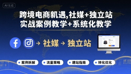 跨境电商新机遇，社媒+独立站，实战案例教学+系统化教学-娱乐网赚