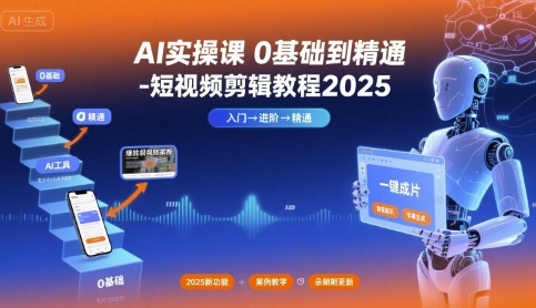 AI实操课0基础到精通-短视频剪辑教程2025-娱乐网赚