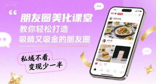 朋友圈美化课堂，教你轻松打造，吸睛又吸金的朋友圈，私域不看，变现少一半-娱乐网赚