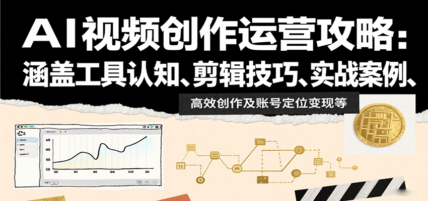 AI视频创作运营攻略：涵盖工具认知、剪辑技巧、实战案例、高效创作及账号定位变现等-娱乐网赚