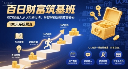 百日财富筑基班，助力普通人从认知到行动，带你解锁顶级财富密码-娱乐网赚