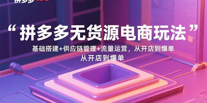 拼多多无货源电商玩法：基础搭建+供应链管理+流量运营，从开店到爆单-娱乐网赚