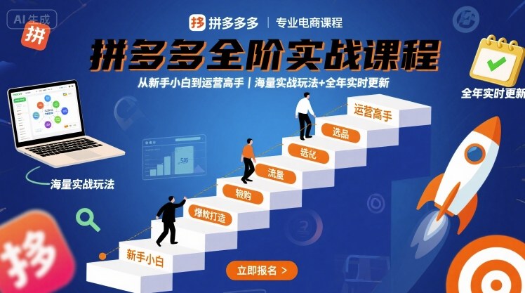 拼多多全阶实战课程，从新手小白到运营高手，海量实战玩法+全年实时更新【2025年9月更新】-娱乐网赚