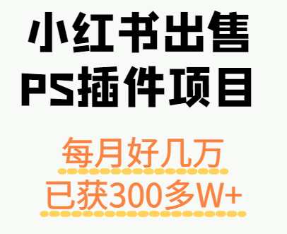 小红书出售PS插件项目，每月都收入好几万，长期操作已获利300多W+-娱乐网赚