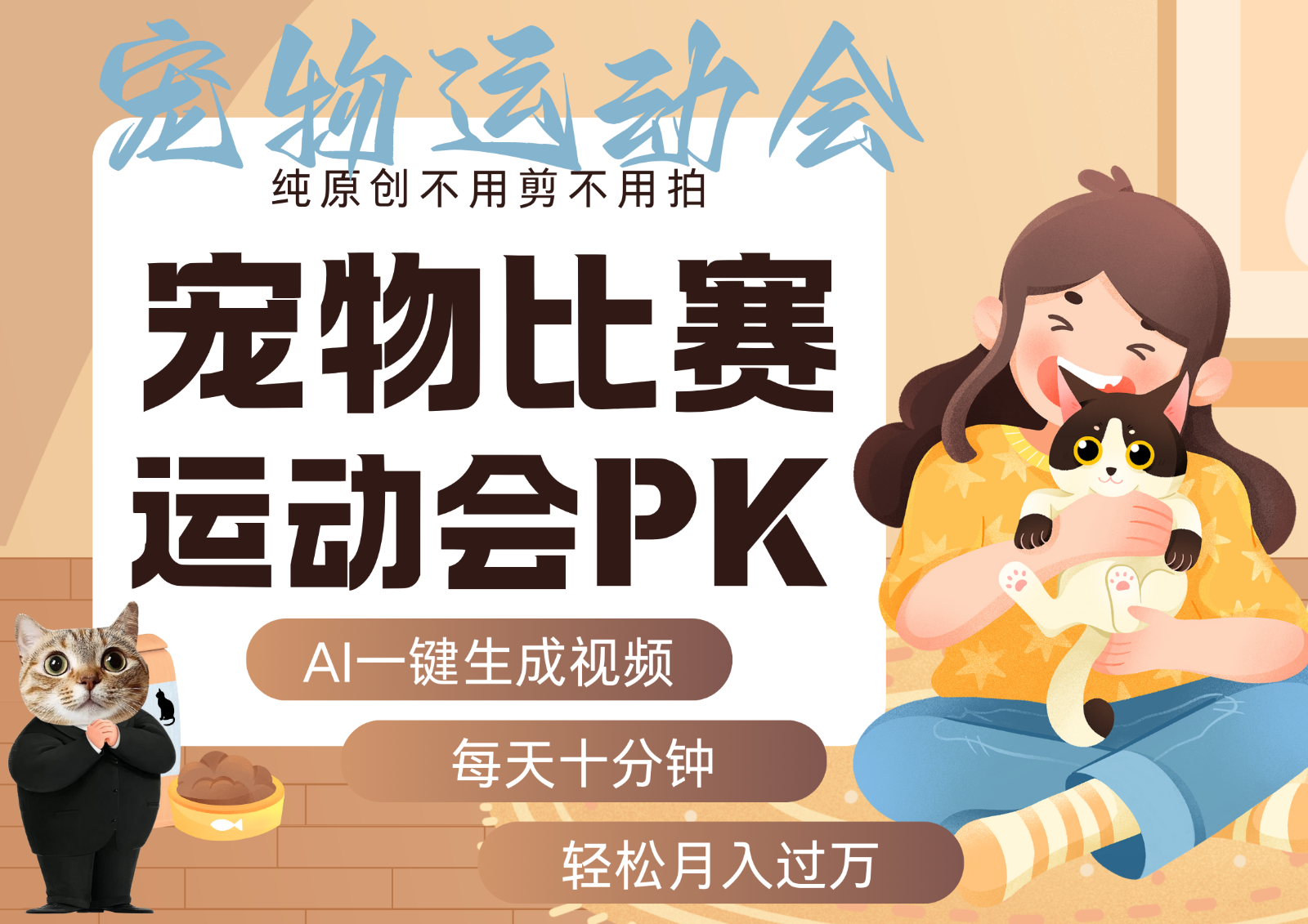 AI萌宠运动员跳水 射击 篮球 足球比赛 每天十分钟 附详细提示词文案库 代替做...-娱乐网赚