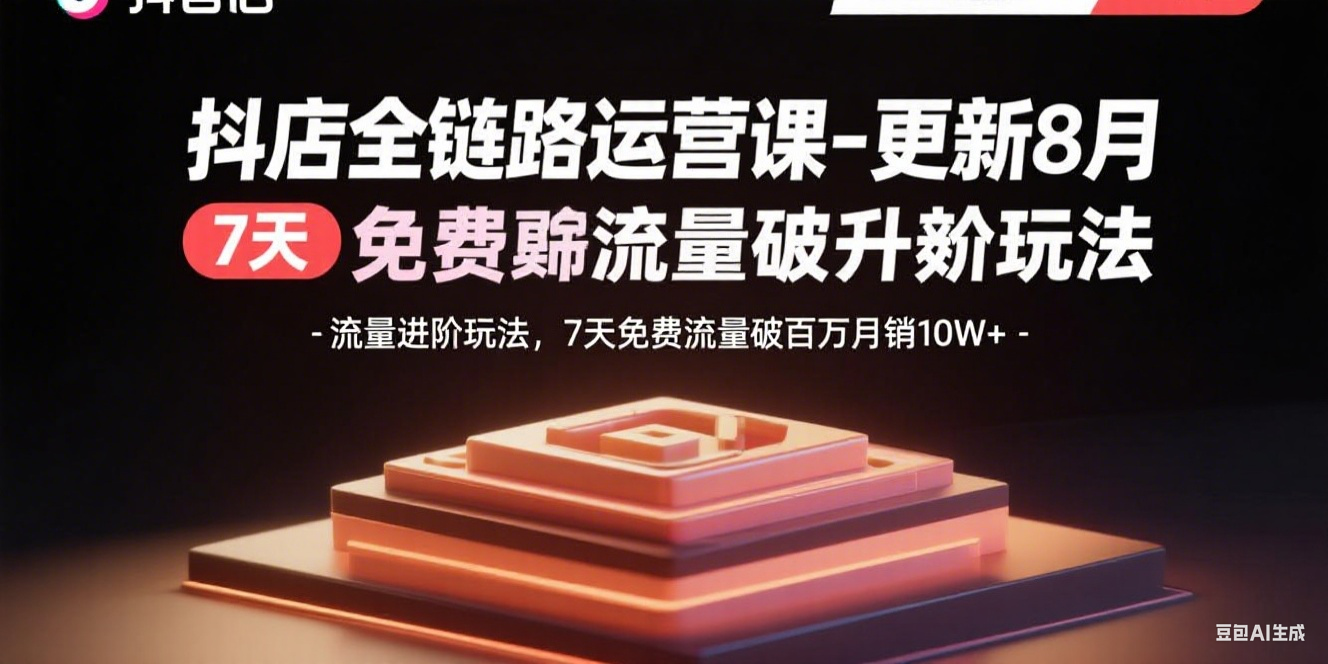 抖店全链路运营课-更新8月：流量进阶玩法，7天免费流量破百万月销10W+-娱乐网赚