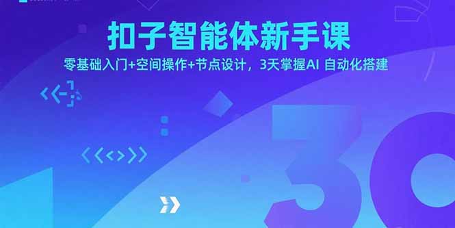 扣子智能体新手课，零基础入门+空间操作+节点设计，3天掌握AI自动化搭建-娱乐网赚