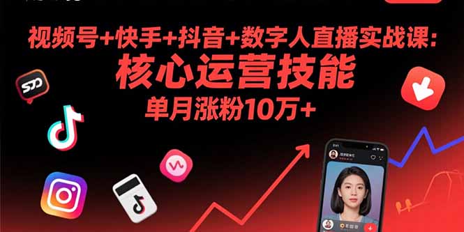 视频号+快手+抖音+数字人直播实战课(9月-娱乐网赚