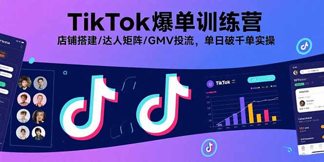 TikTok爆单训练营，店铺搭建/达人矩阵/GMV投流，单日破千单实操-娱乐网赚