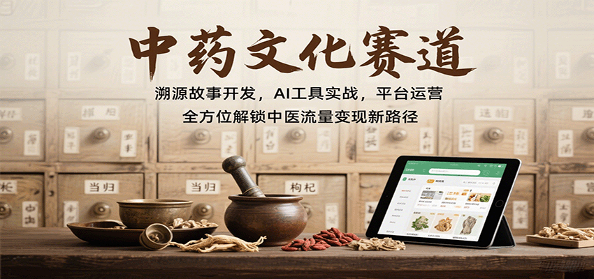 中药文化赛道：溯源故事开发，AI工具实战，平台运营，全方位解锁中医流量变现新路径-娱乐网赚