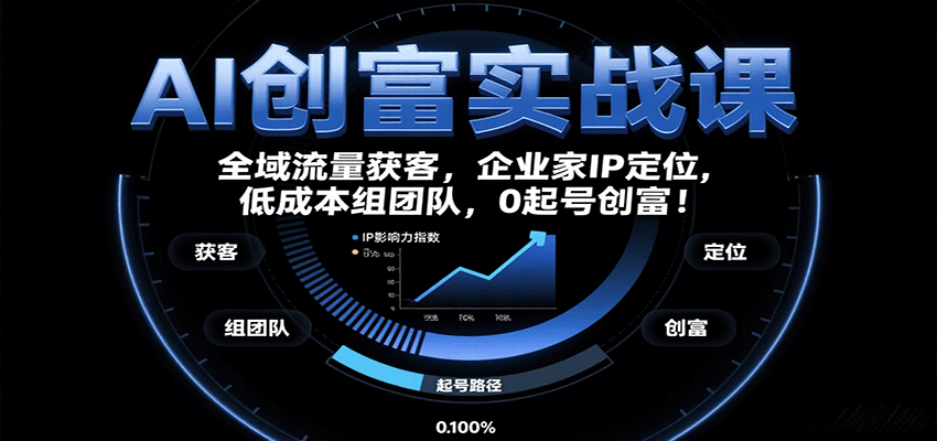 AI创富实战课：企业家IP定位，全域流量获客，低成本组团队，0起号创富！-娱乐网赚